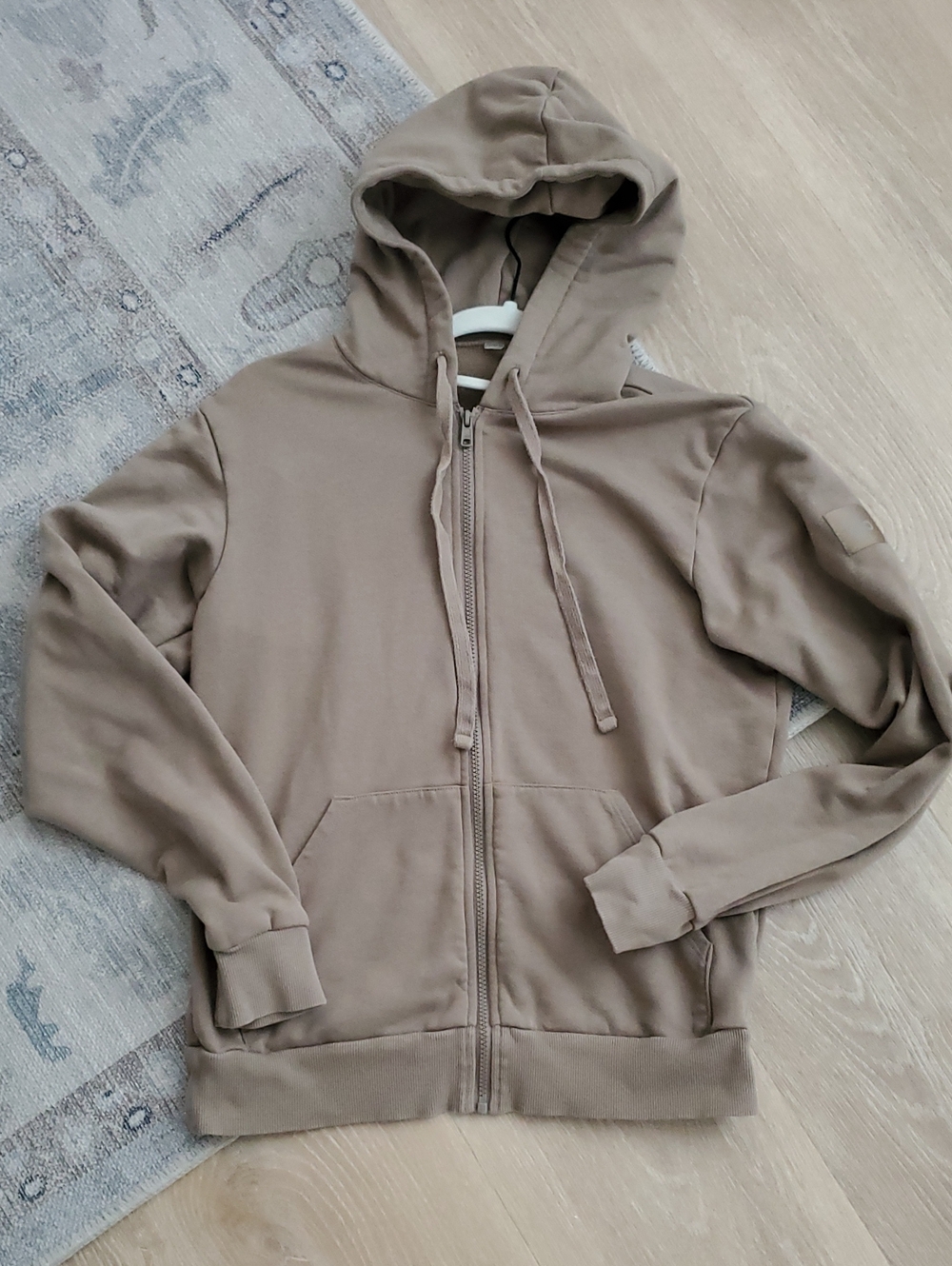 ALO Yoga Hooded Full-Zip Jacket Hoodie Sweatshirt Neutral Taupe SzS